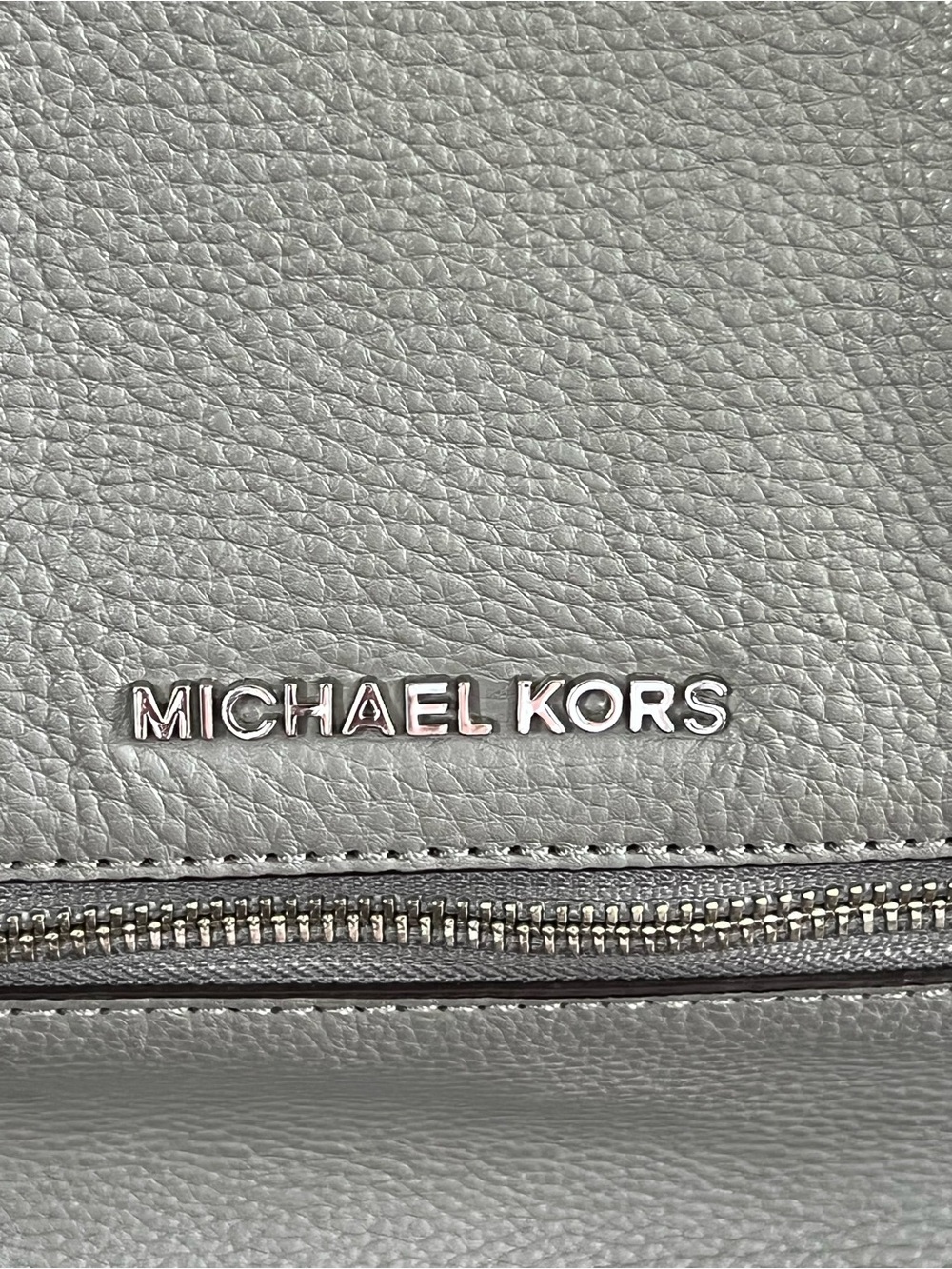 Michael Kors Gray Pebbled Leather Backpack with Gold Hardware - Picture 5 of 6